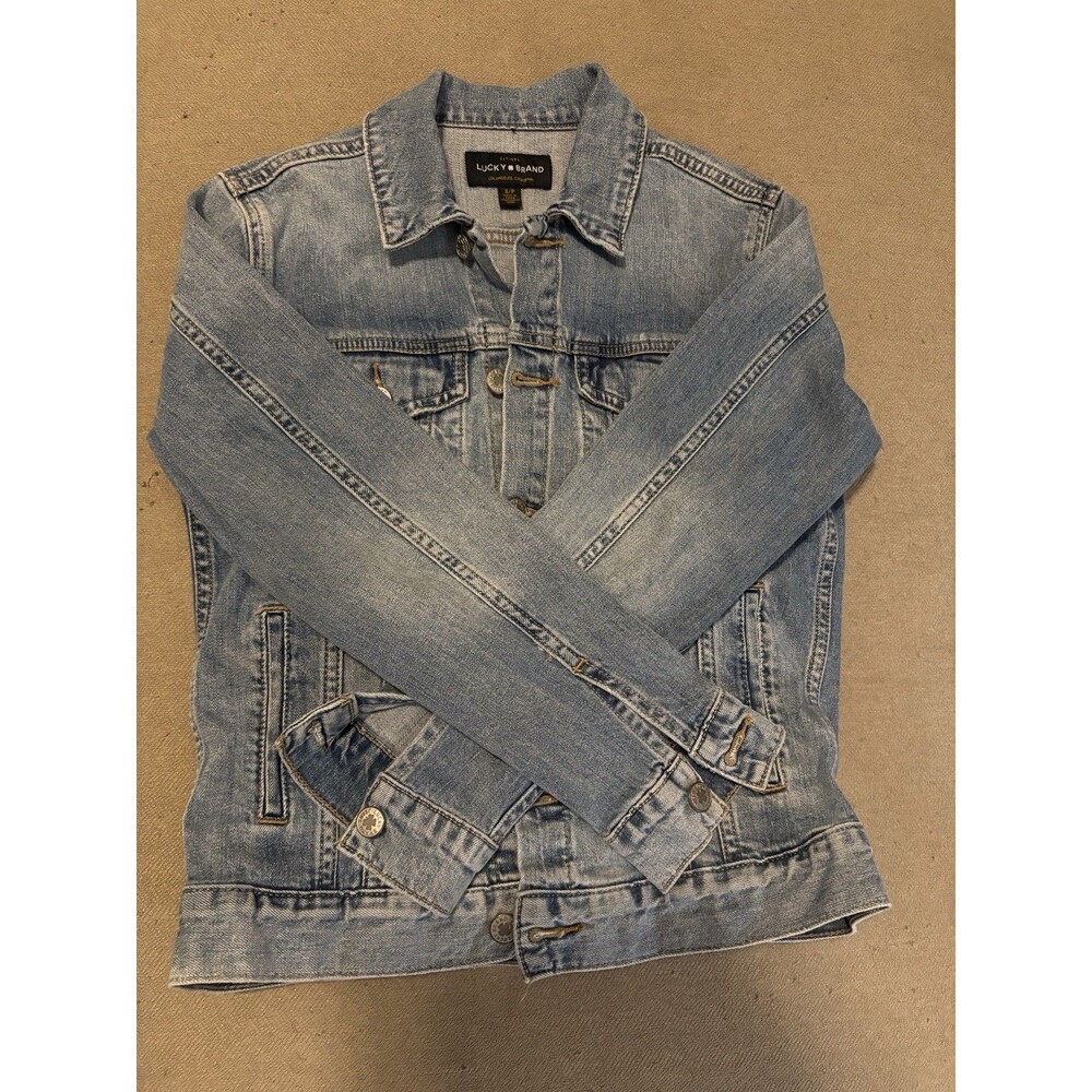 Women’s Lucky Brand Tomboy Trucker Denim Blue Jean Jacket Size Small